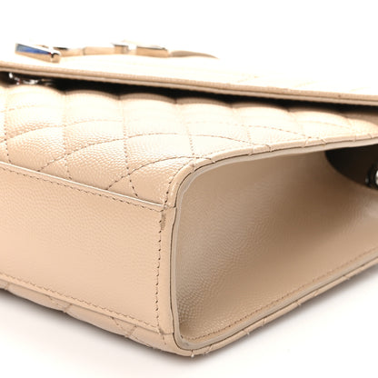 Saint Laurent Grain De Poudre Textured Mixed Matelasse Medium Triquilt Monogram Satchel Dark Beige 9 of 10