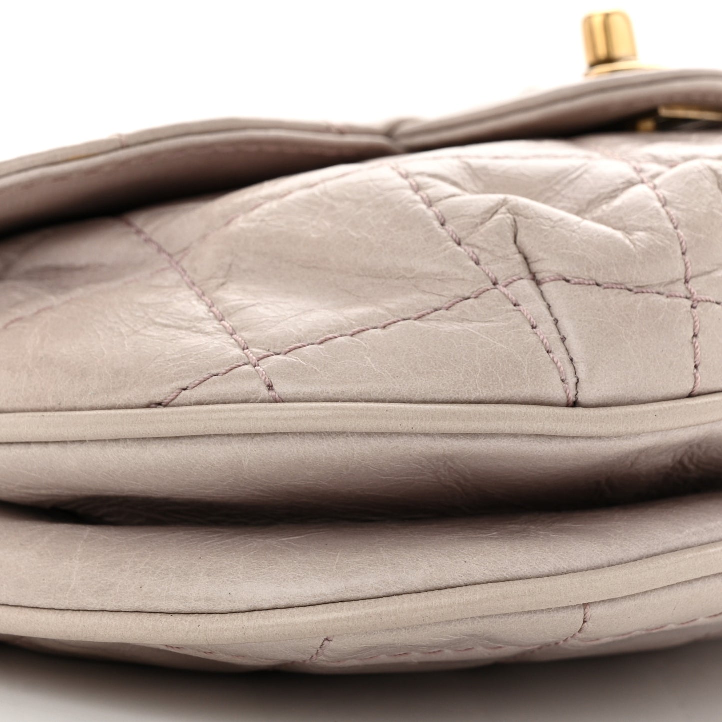 Glazed Calfskin Quilted Medium Bubble CC Flap Light Pink