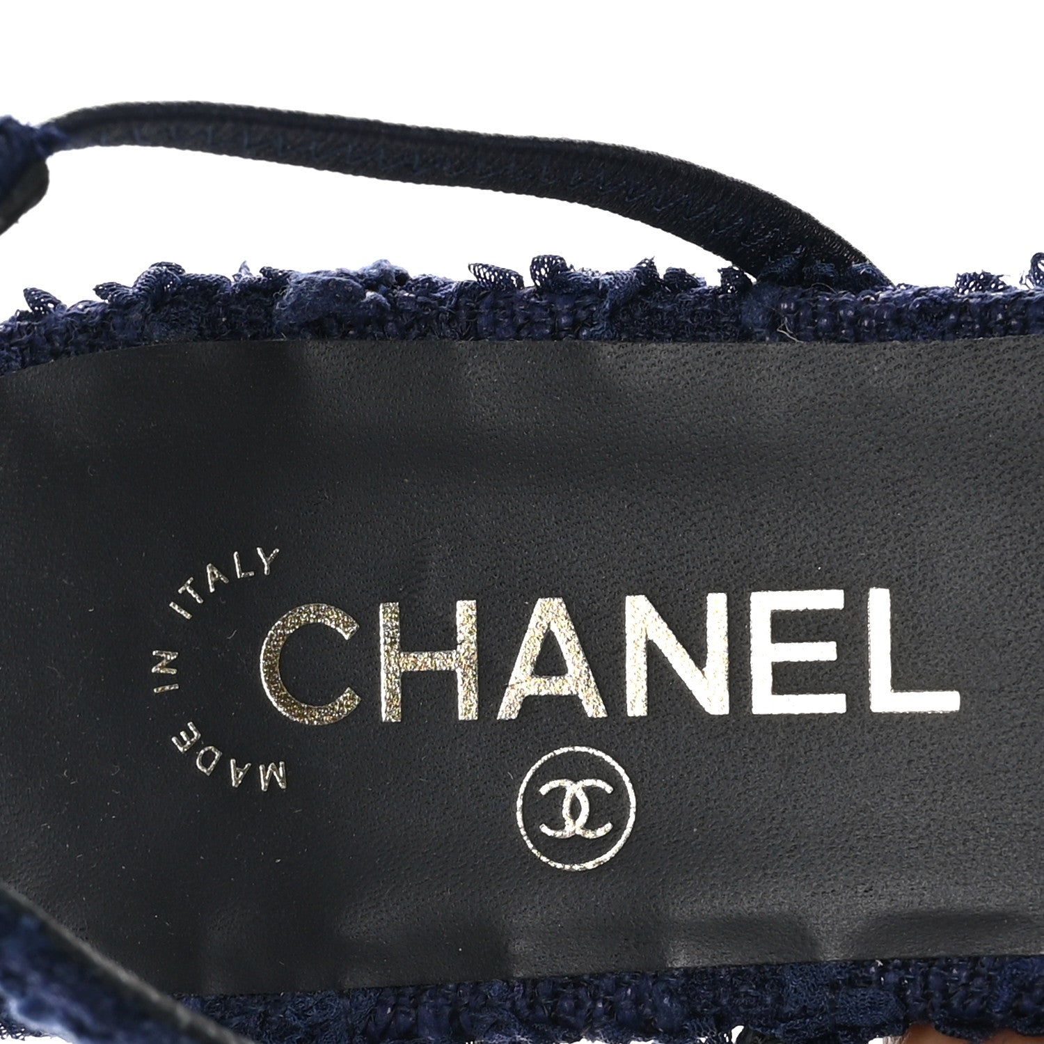 Chanel Tweed Patent Calfskin Cap Toe CC Slingback Flats 41 Navy Black 7 of 9