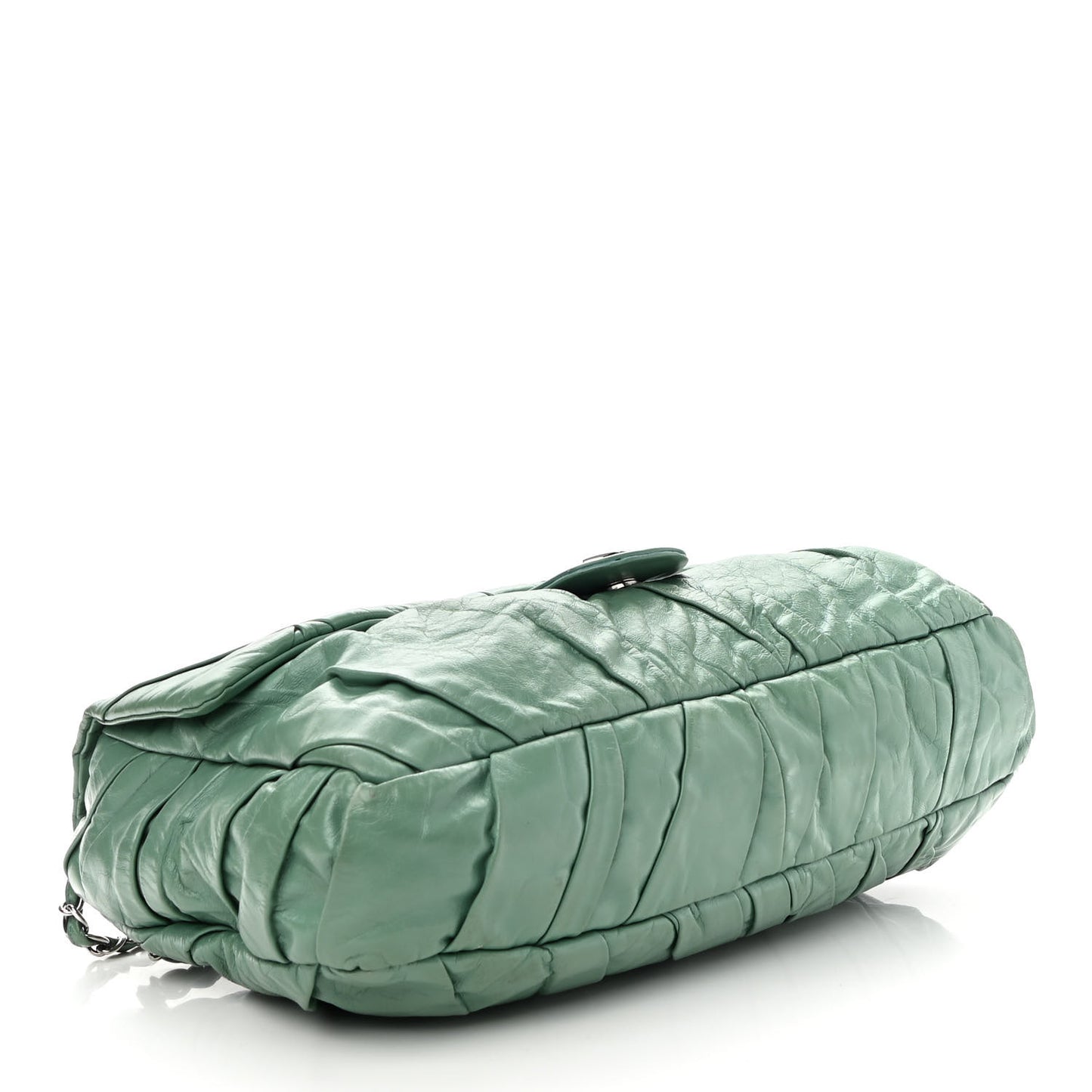 Glazed Calfskin Twisted Maxi Flap Green