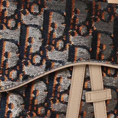 Christian Dior Sequin Oblique Mens Saddle Bag Blue Orange Silver 8 of 10