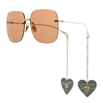 Gucci Acetate Detachable Charm Square Frame Sunglasses GG1148S Brown 1 of 8