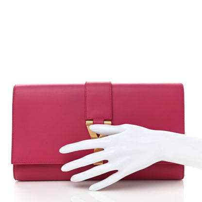 Saint Laurent Calfskin Classic Y Ligne Clutch Fuchsia 2 of 8