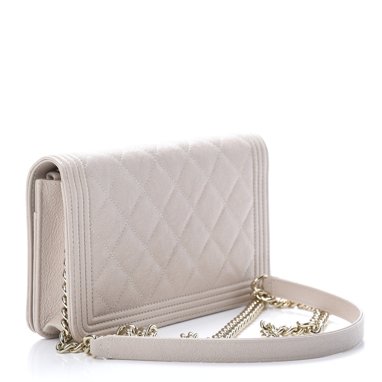 Caviar Quilted Boy Wallet On Chain WOC Beige