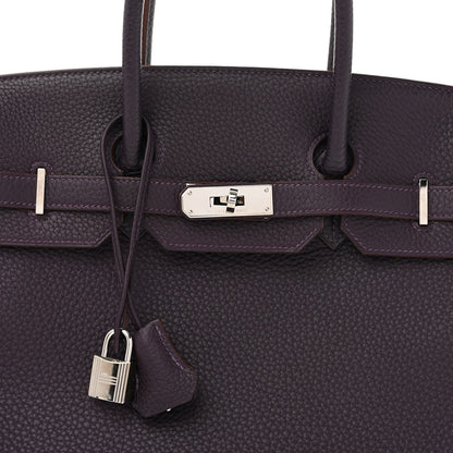 Hermes Taurillon Clemence Birkin 35 Raisin 8 of 15