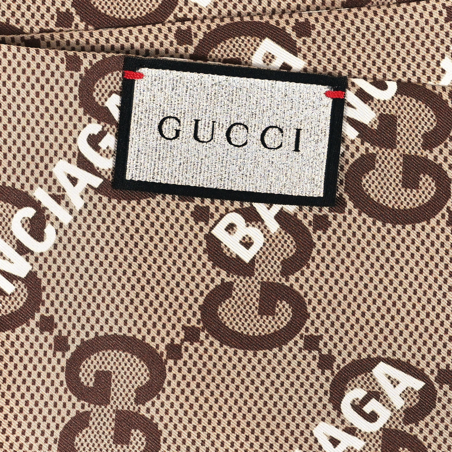 Gucci X BALENCIAGA Silk Twill Maxi GG Monogram GG B Neck Bow Scarf Beige White 3 of 4