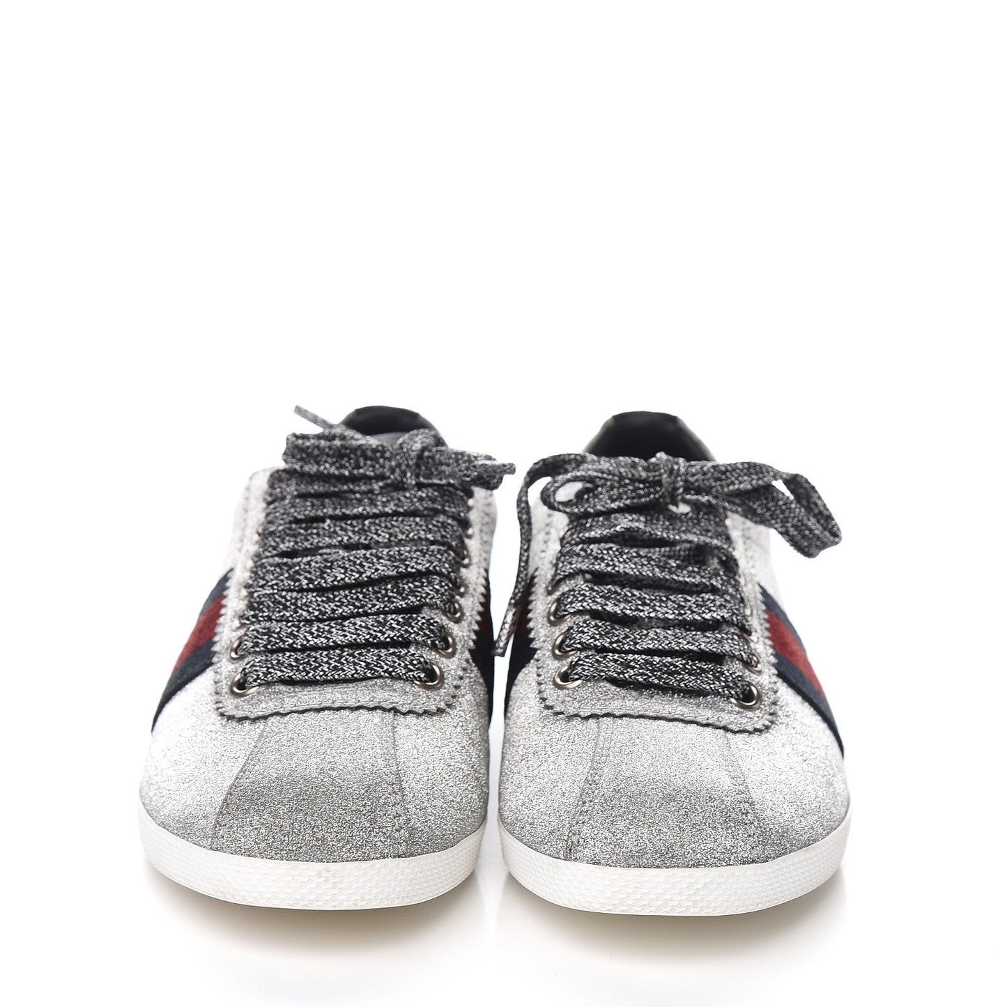 Glitter Fabric Studded Web Sneakers 35.5 Silver