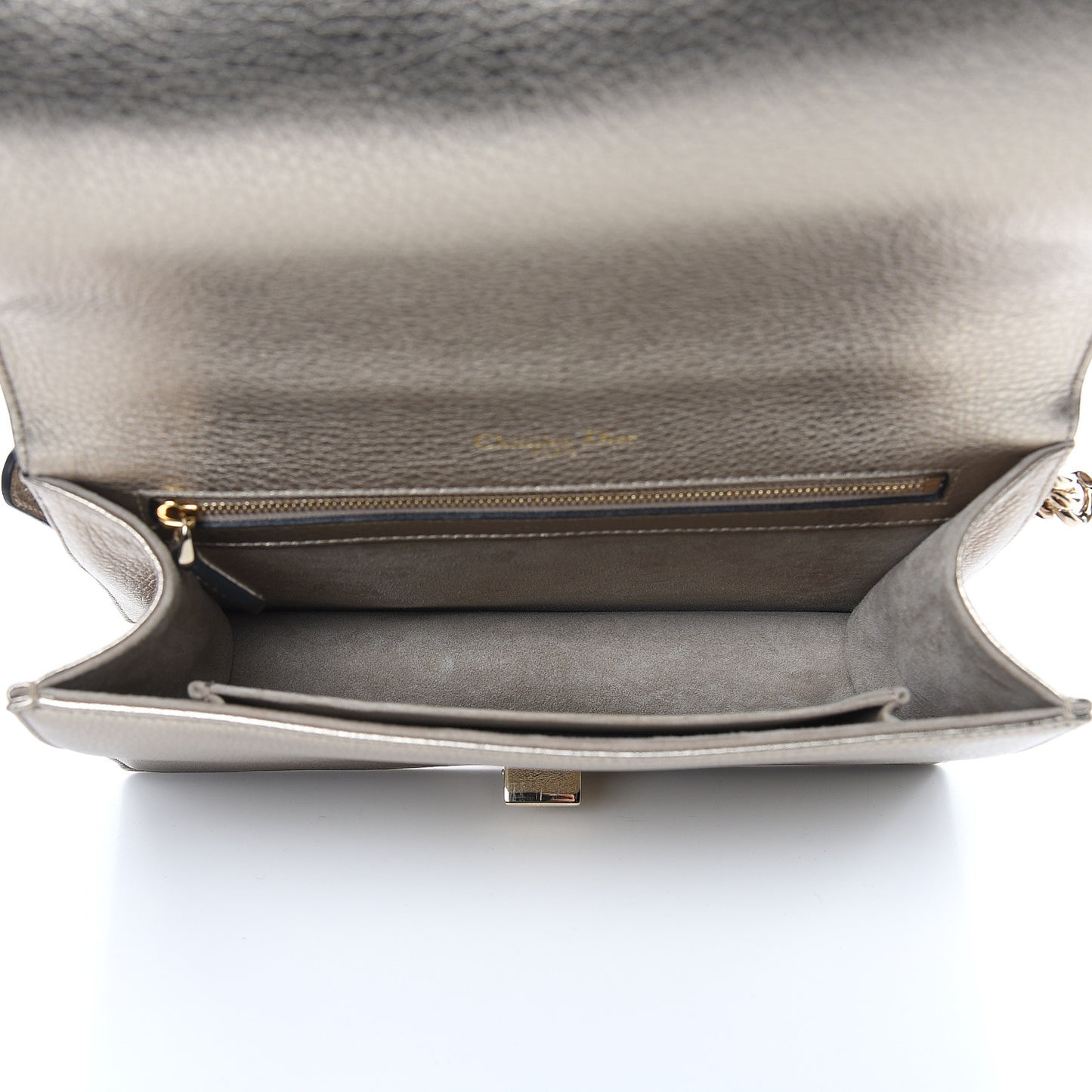 Metallic Grained Calfskin Medium Diorama Flap Bag Gold