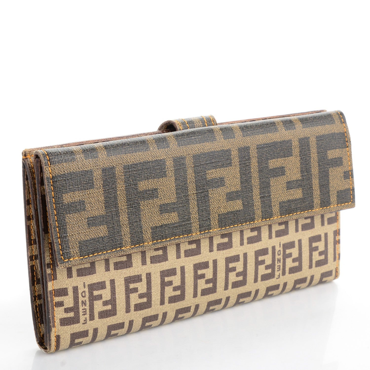 Fendi Zucca Zucchino Spalmati Continental Wallet Tobacco 3 of 7