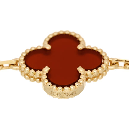 Van Cleef & Arpels 18K Yellow Gold Carnelian 10 Motifs Vintage Alhambra Necklace 5 of 7