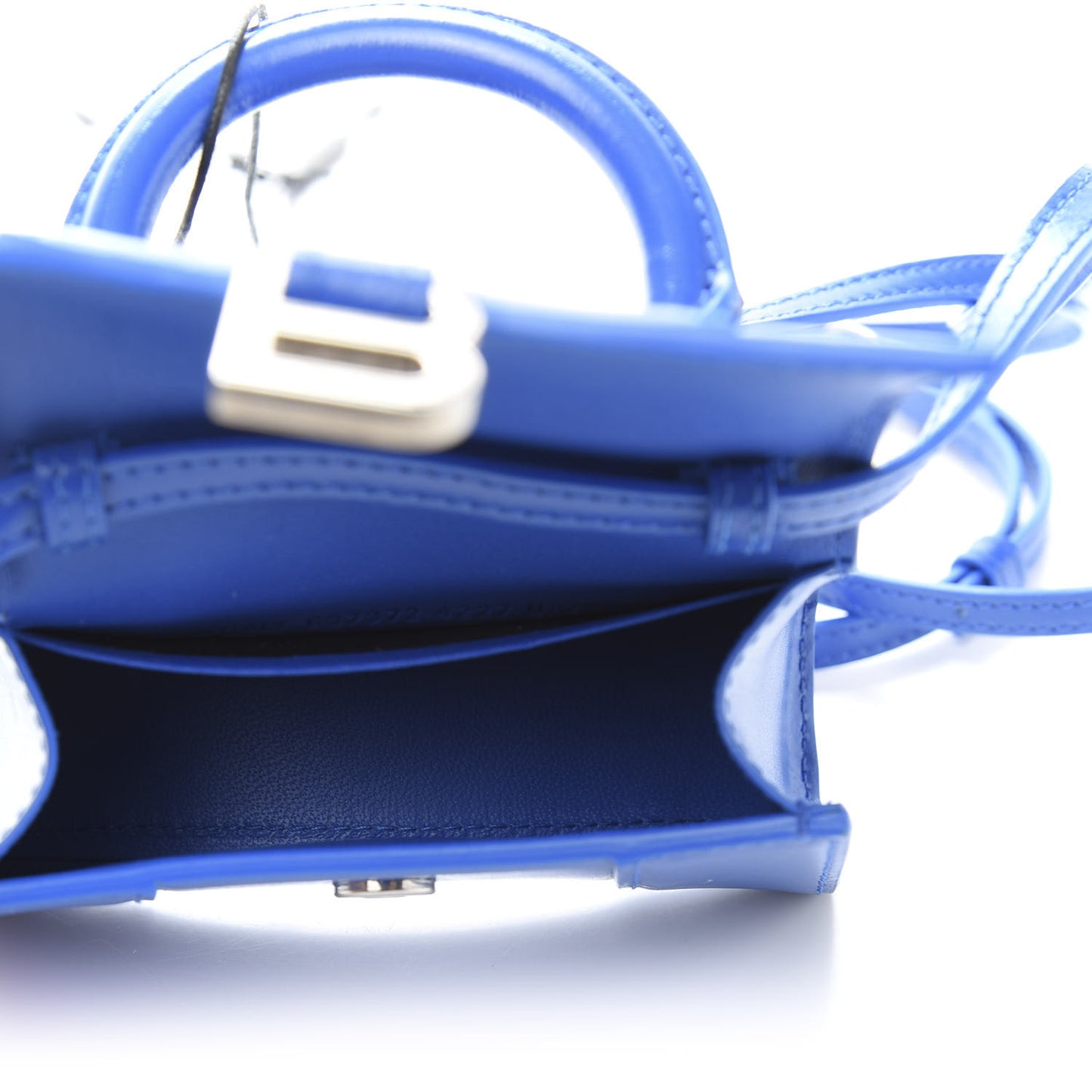 Shiny Box Calfskin Hourglass Top Handle Bag Mini Bleu