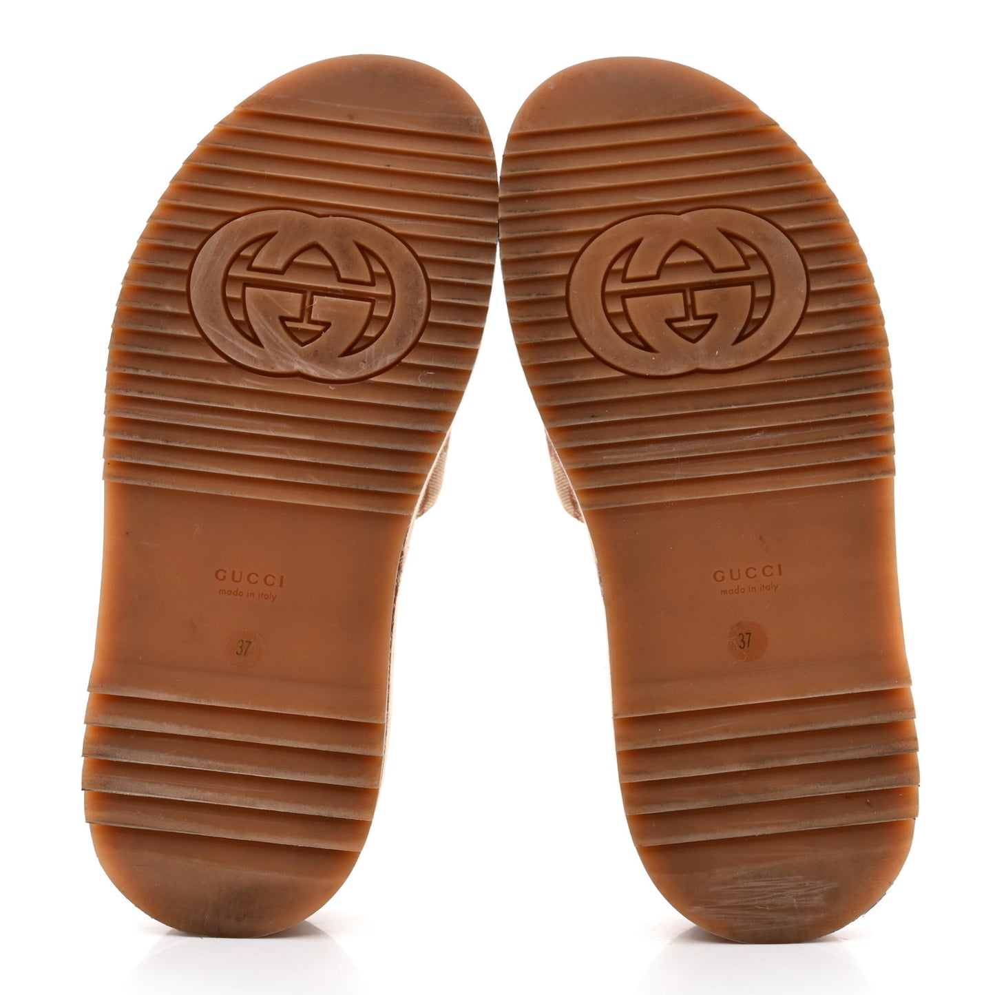 Canvas GG Monogram Angelina Platform Slide Sandals 37 Beige Ruggine