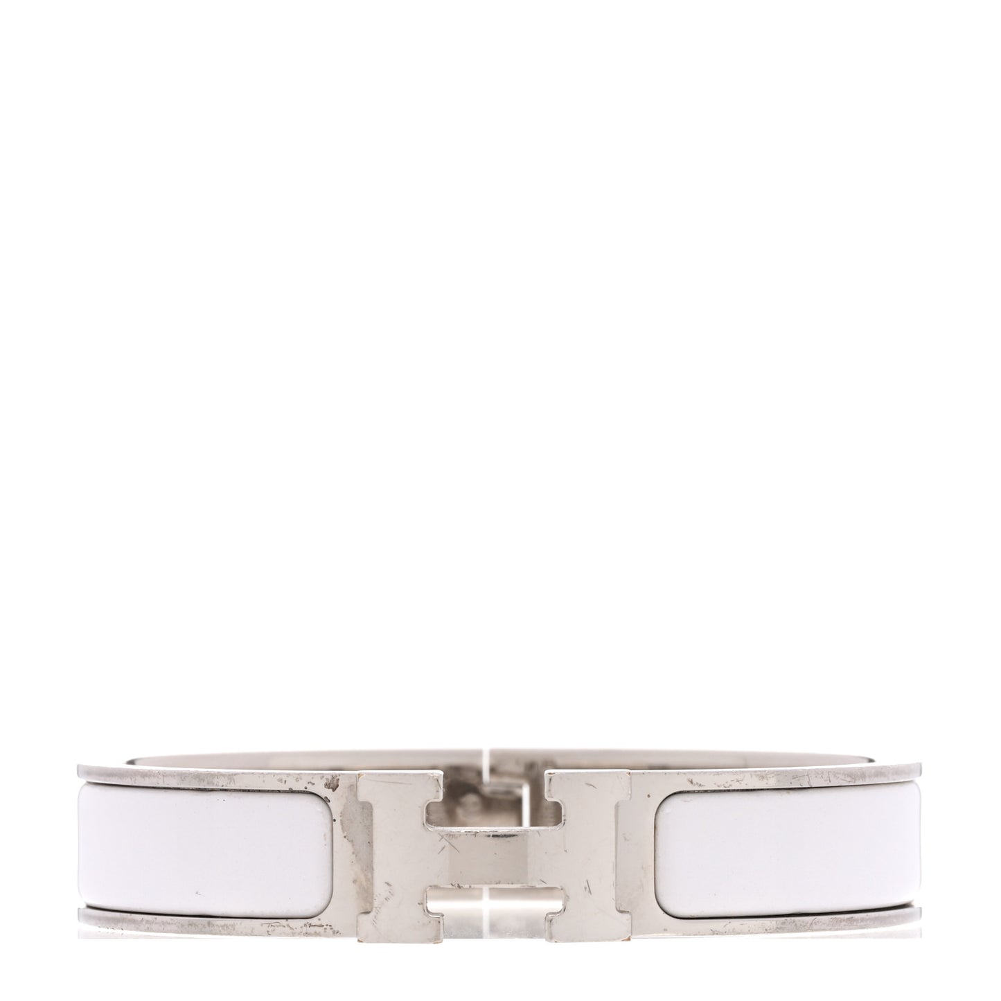 Enamel Narrow Clic Clac H Bracelet PM White