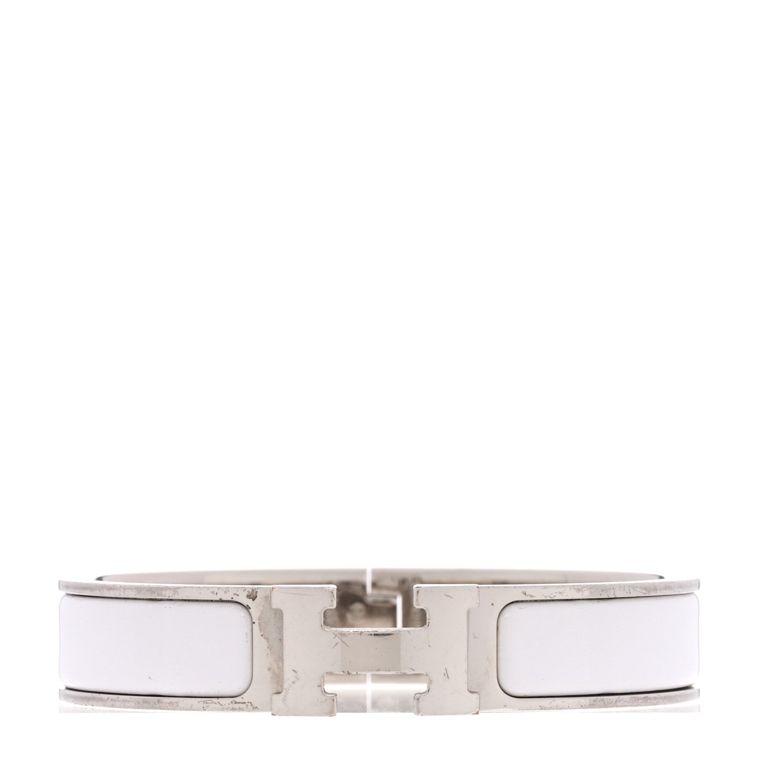 Hermes Enamel Narrow Clic Clac H Bracelet PM White 1 of 6