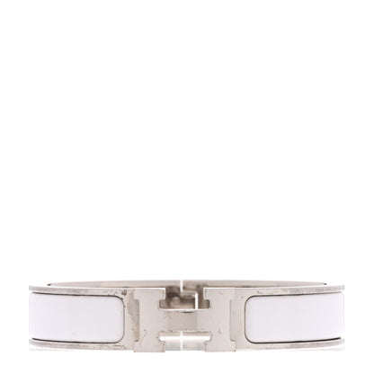 Hermes Enamel Narrow Clic Clac H Bracelet PM White 1 of 6