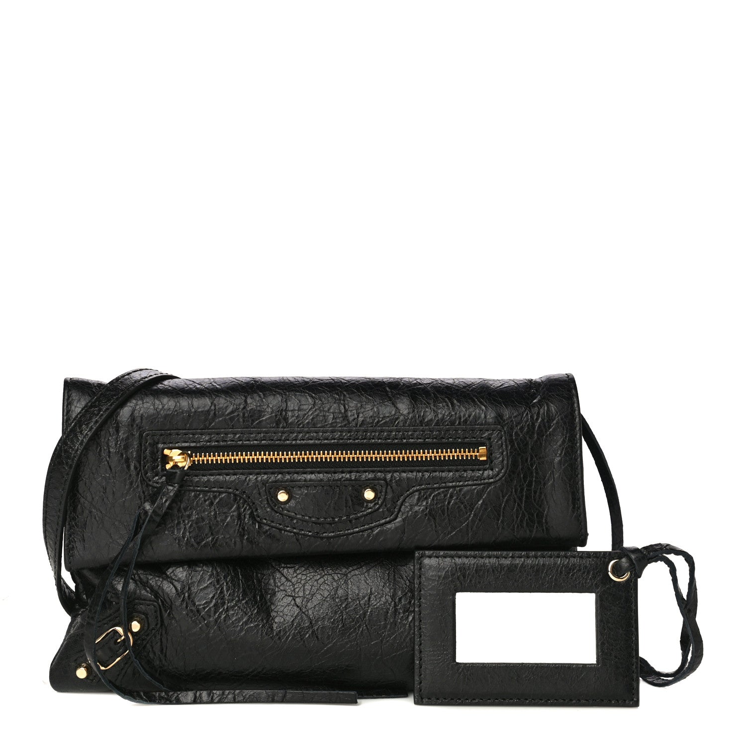 Balenciaga Agneau Classic Gold Hardware Mini Envelope Strap Clutch Black 1 of 9