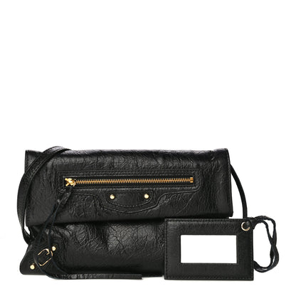 Balenciaga Agneau Classic Gold Hardware Mini Envelope Strap Clutch Black 1 of 9