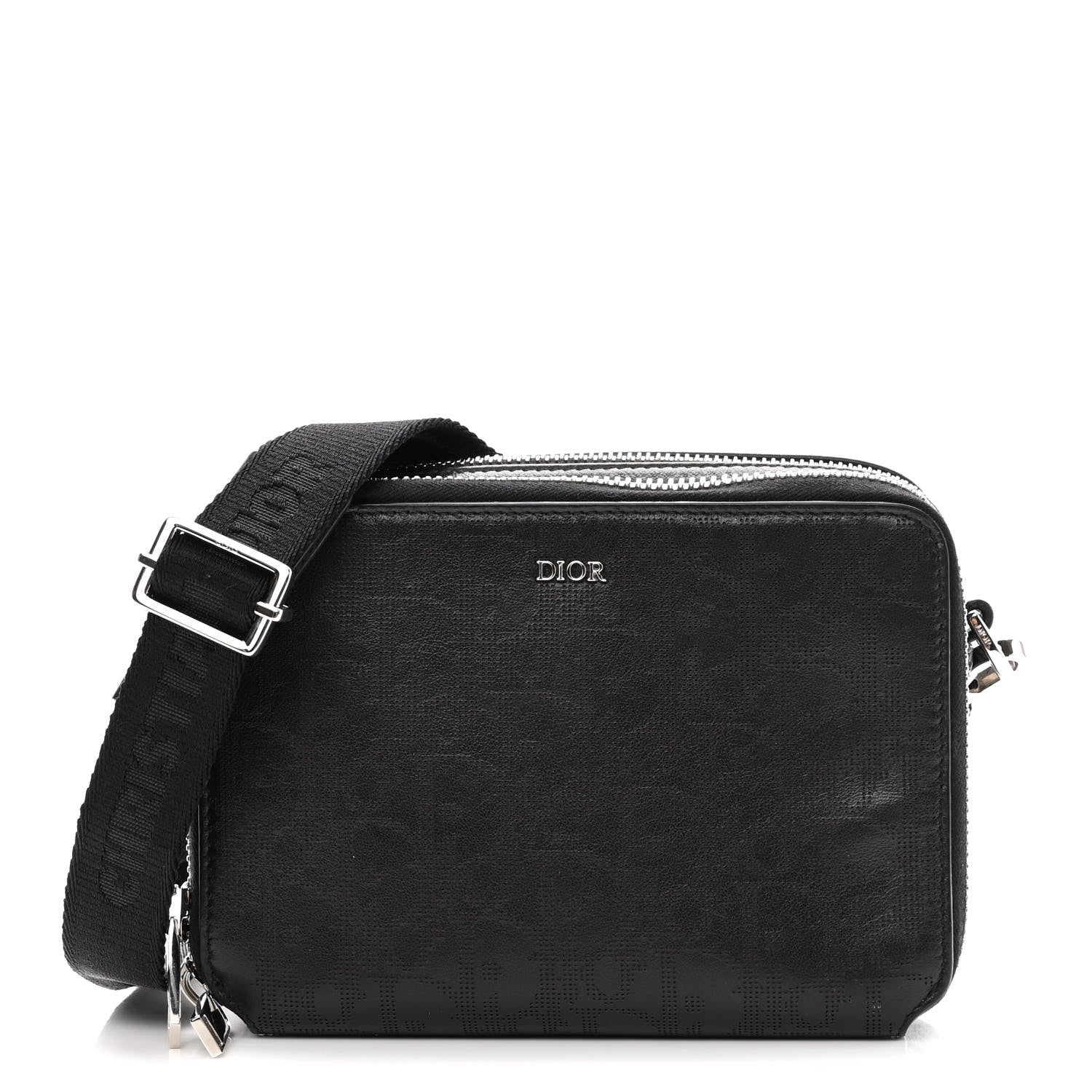 Christian Dior Calfskin Oblique Galaxy Perforated Messenger Black Multicolor 1 of 9