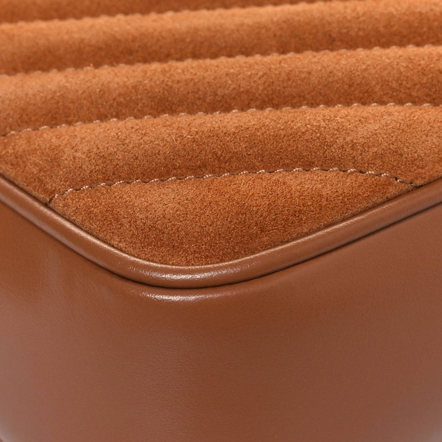 Suede Matelasse Monogram Lou Camera Bag Cinnamon