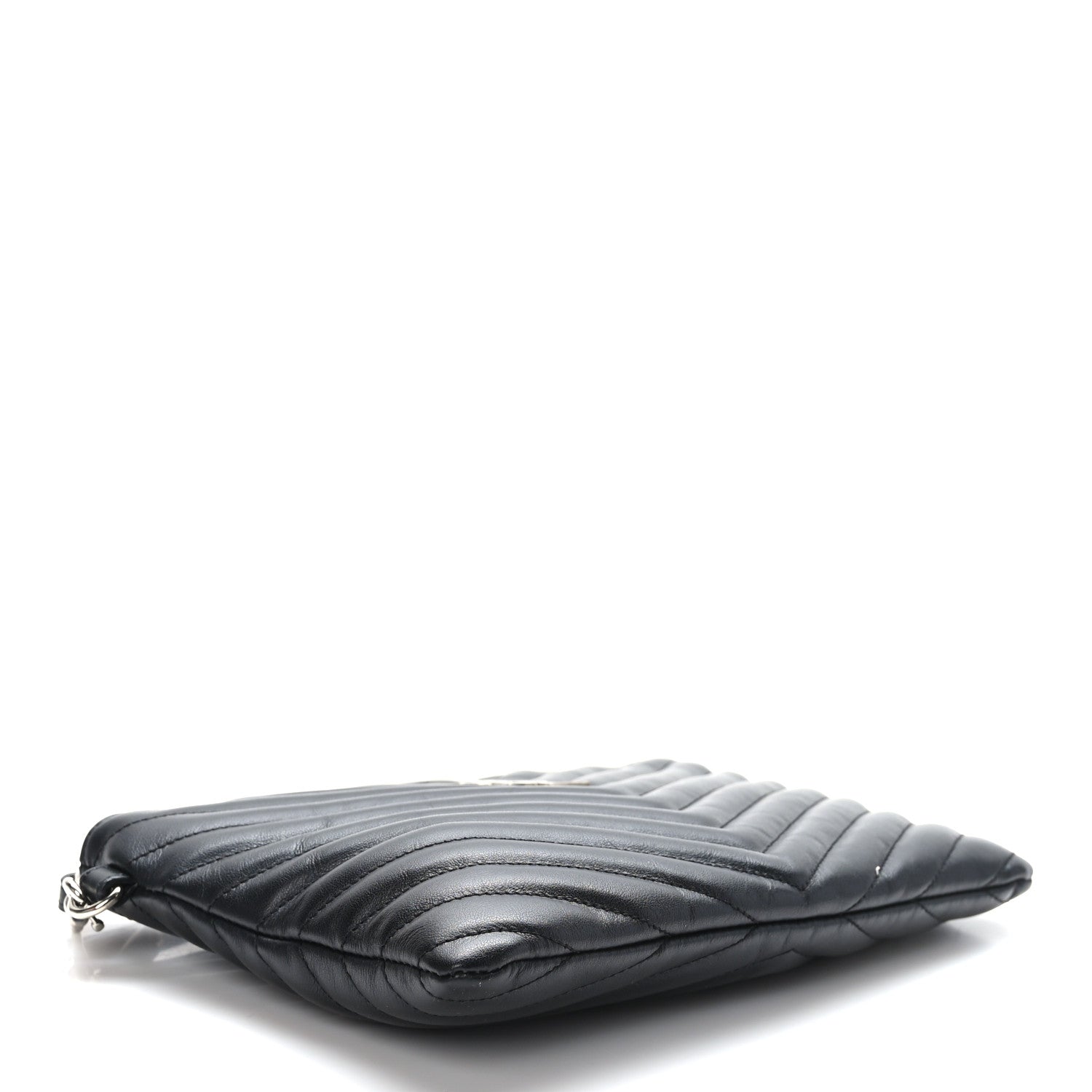Saint Laurent Calfskin Matelasse Chevron Monogram A5 Wristlet Black 4 of 10