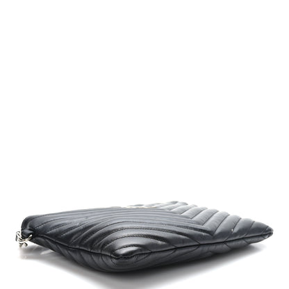 Saint Laurent Calfskin Matelasse Chevron Monogram A5 Wristlet Black 4 of 10