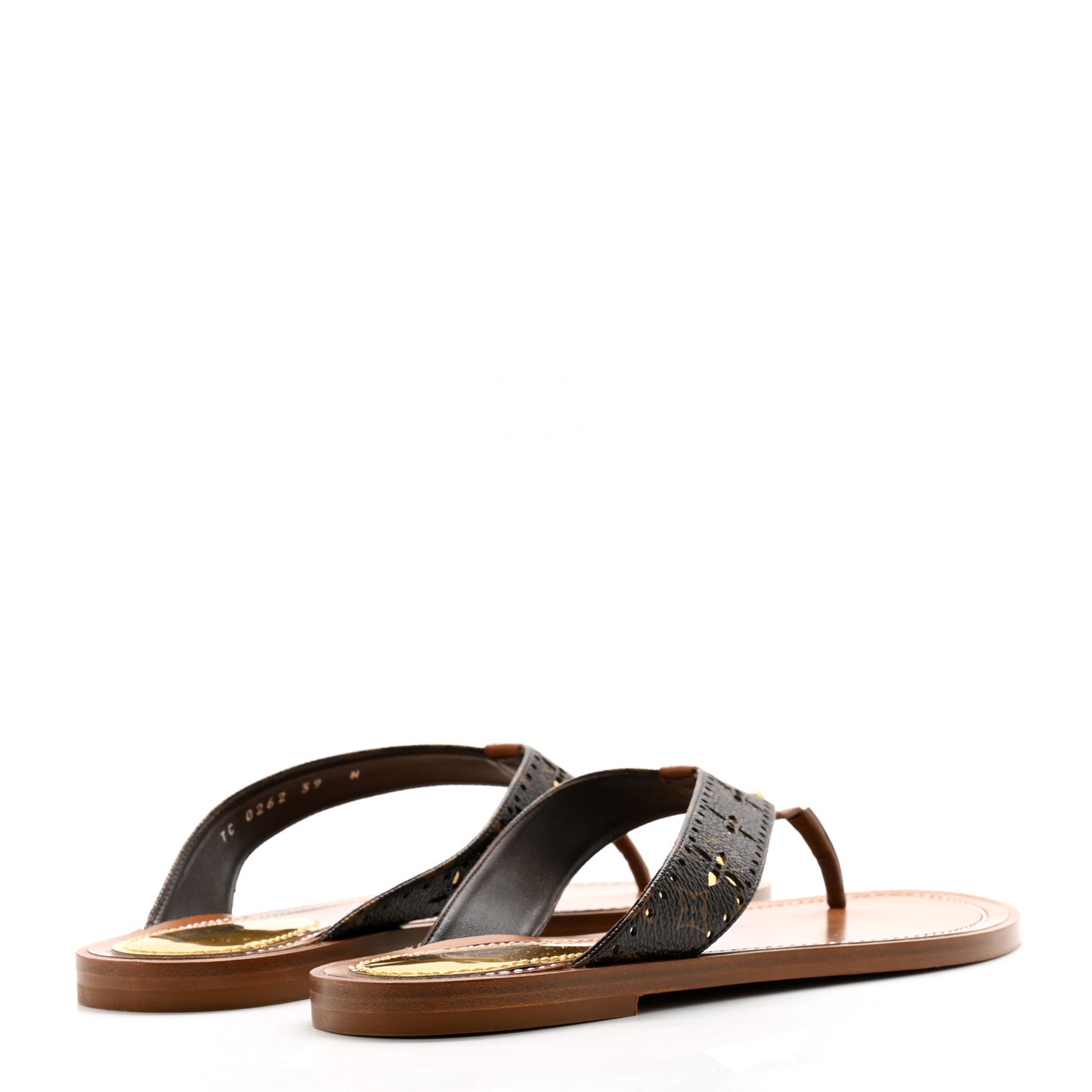 Monogram Sunny Flat Thong Sandals 39 Brown