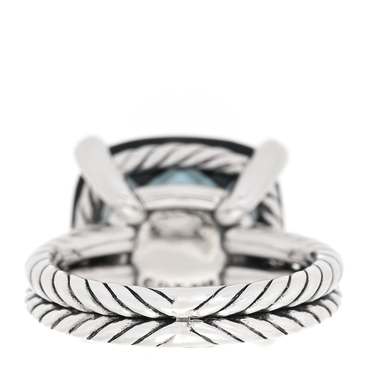 Sterling Silver Diamond Hampton Blue Topaz 14mm Chatelaine Ring 49 5