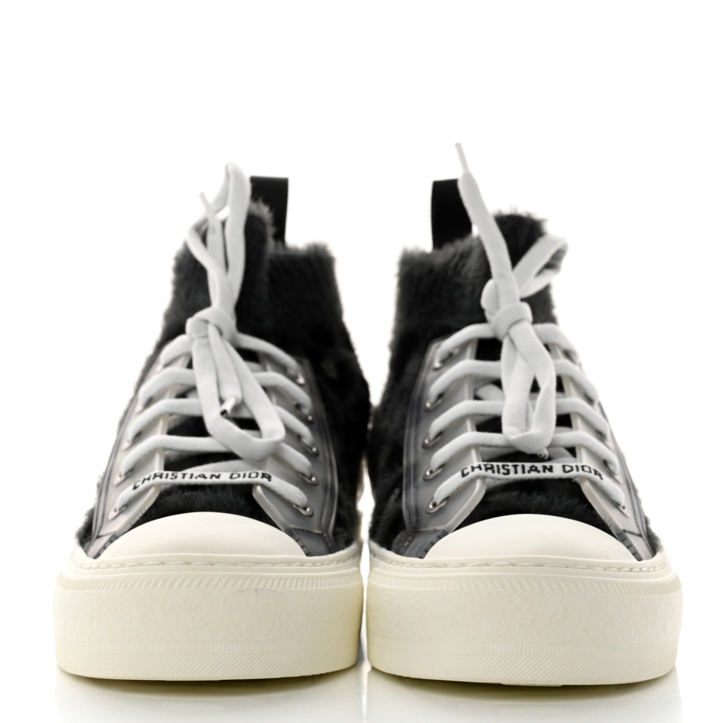 Furry Knit Mizza Walk'n Dior High Top Sneakers 36 Grey Multicolor