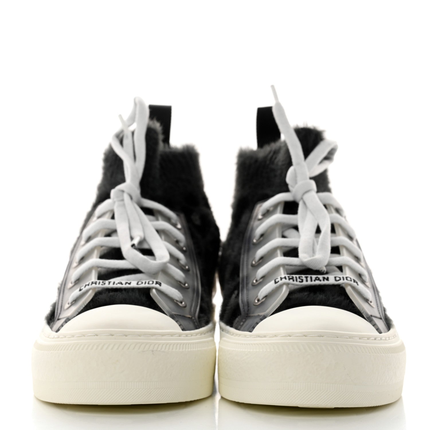 Christian Dior Furry Knit Mizza Walk'n Dior High Top Sneakers 36 Grey Multicolor 2 of 9