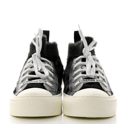 Christian Dior Furry Knit Mizza Walk'n Dior High Top Sneakers 36 Grey Multicolor 2 of 9