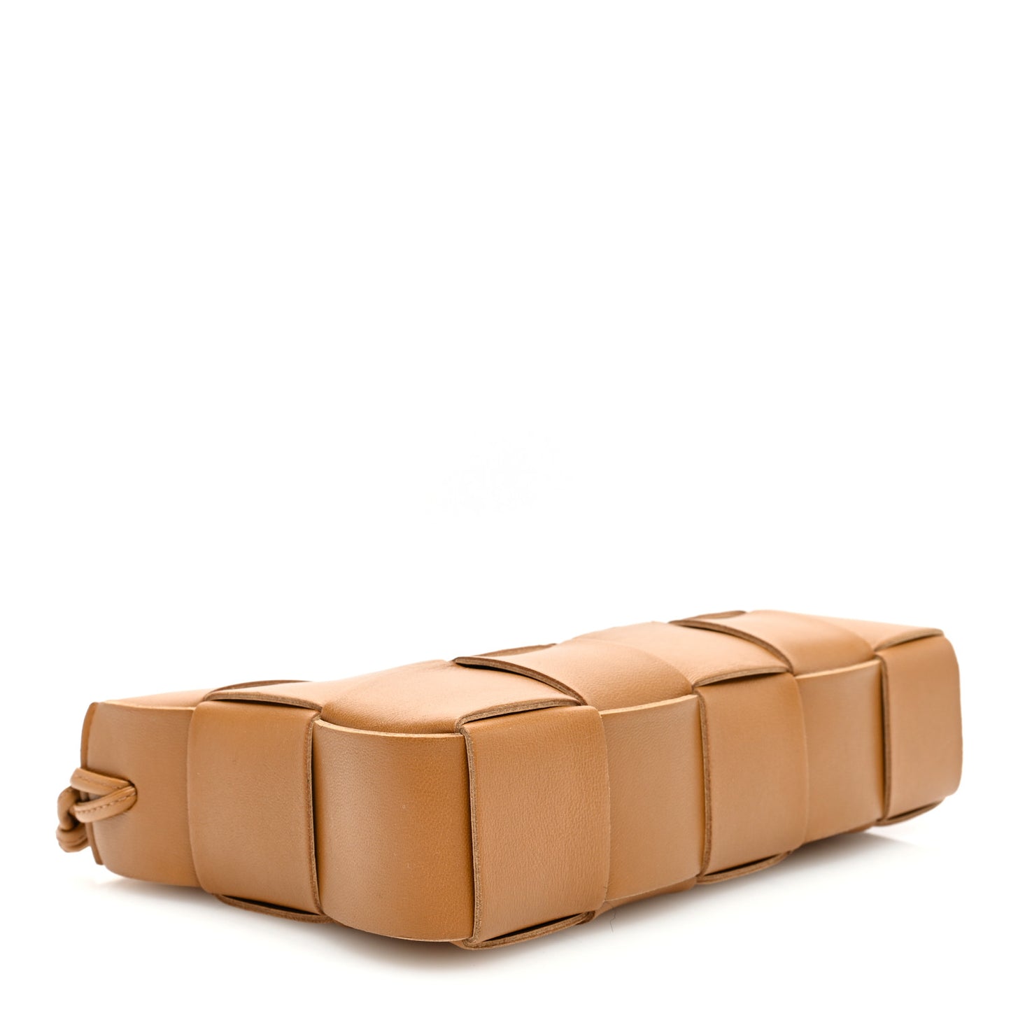 Calfskin Maxi Intrecciato Cassette Pouch On Strap Camel