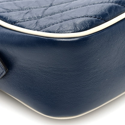 Gucci Vintage Effect Calfskin Matelasse Diagonal Small Torchon GG Marmont Chain Shoulder Bag Blue Agata Mystic White 9 of 10