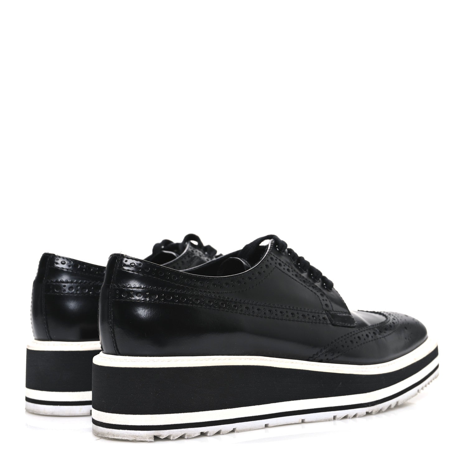 Prada Spazzolato Lace Up Loafers 38.5 Black 5 of 10