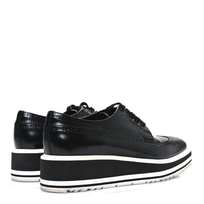 Prada Spazzolato Lace Up Loafers 38.5 Black 5 of 10