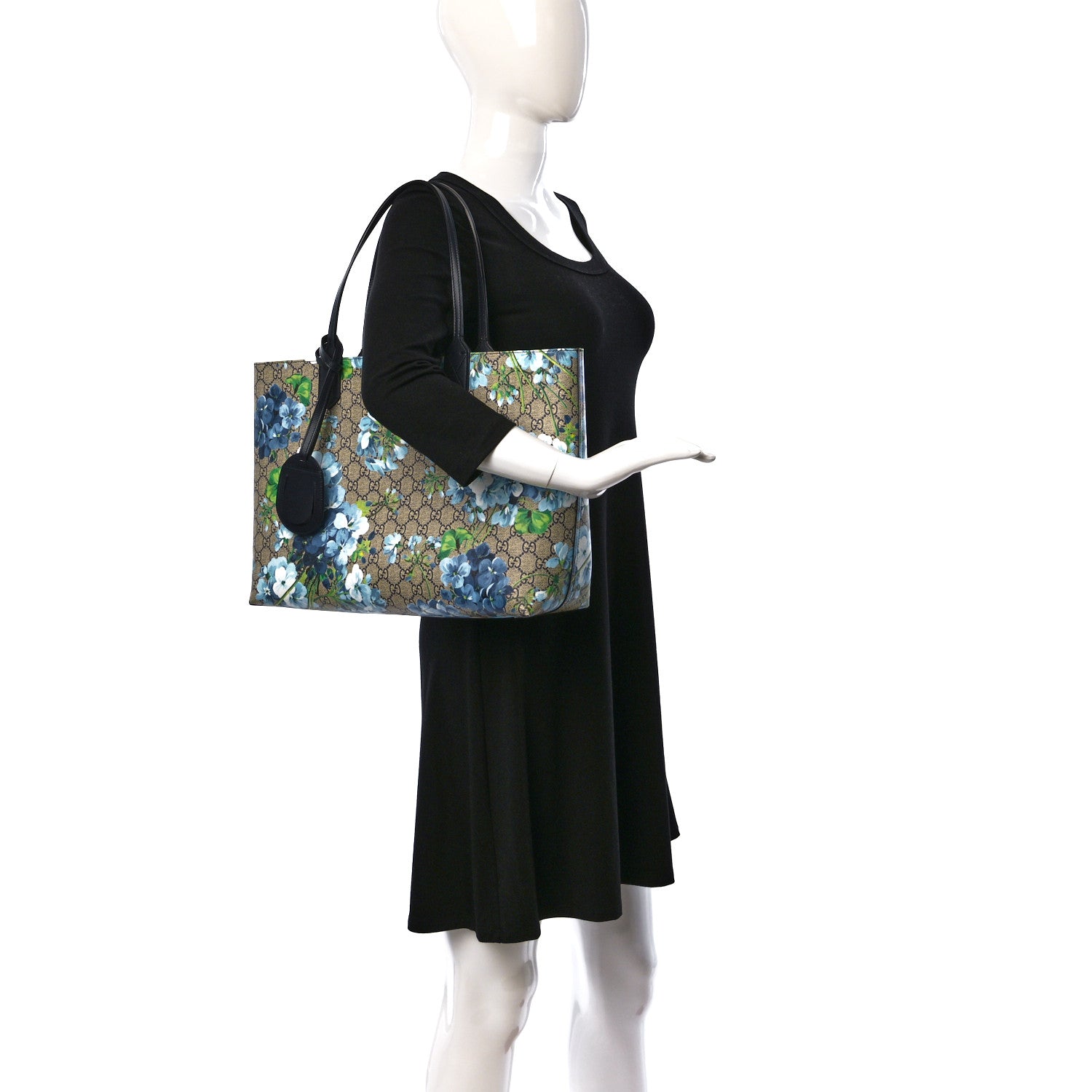 Gucci GG Supreme Monogram Blooms Medium Reversible Tote Beige Blue Navy 2 of 14