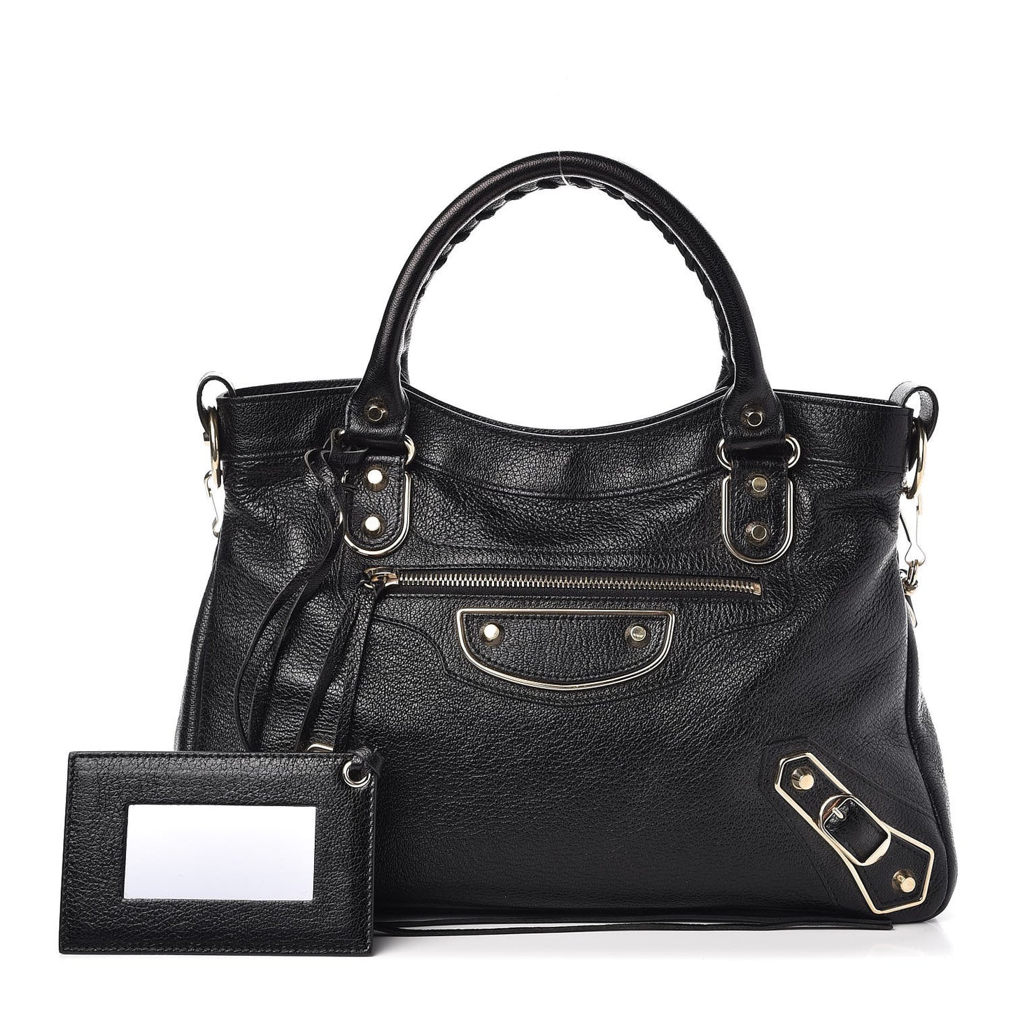 Chevre Silver Metallic Edge Hardware Town Black