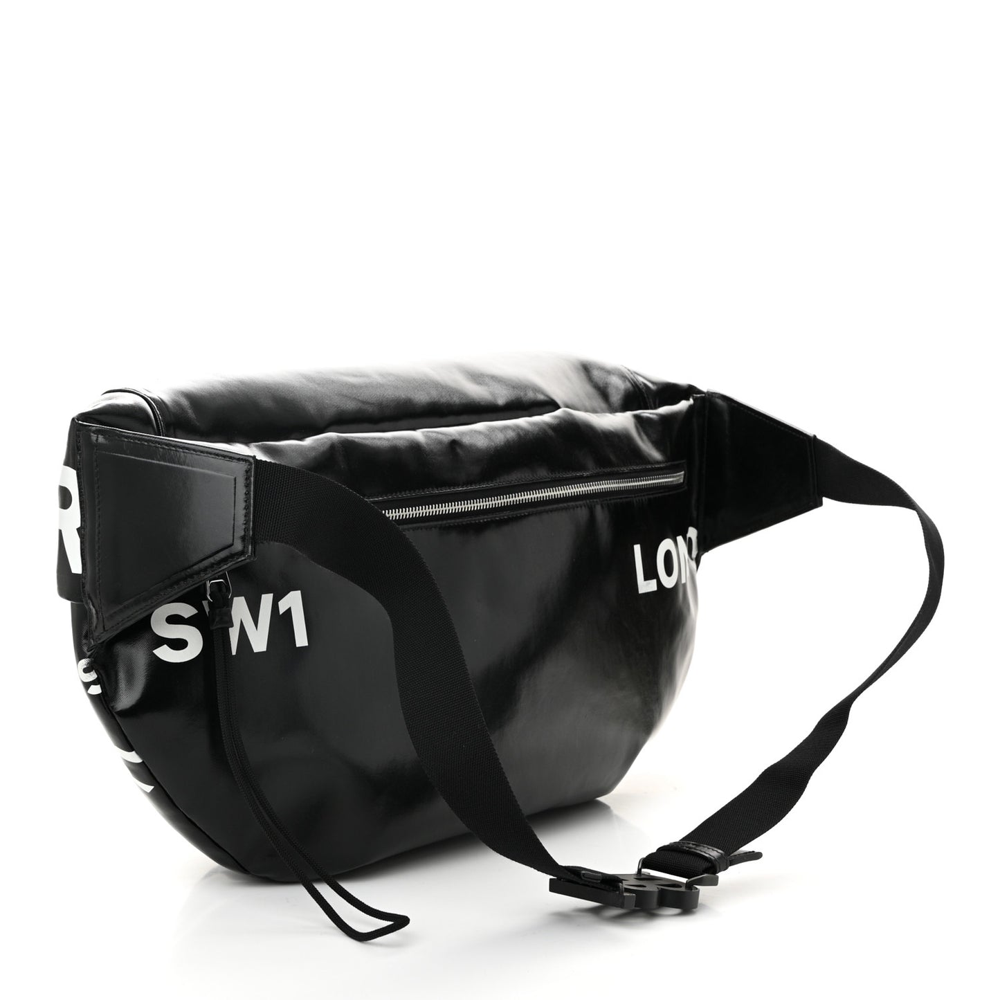 Coated Canvas Horseferry Print Extra Large Bum Bag Black