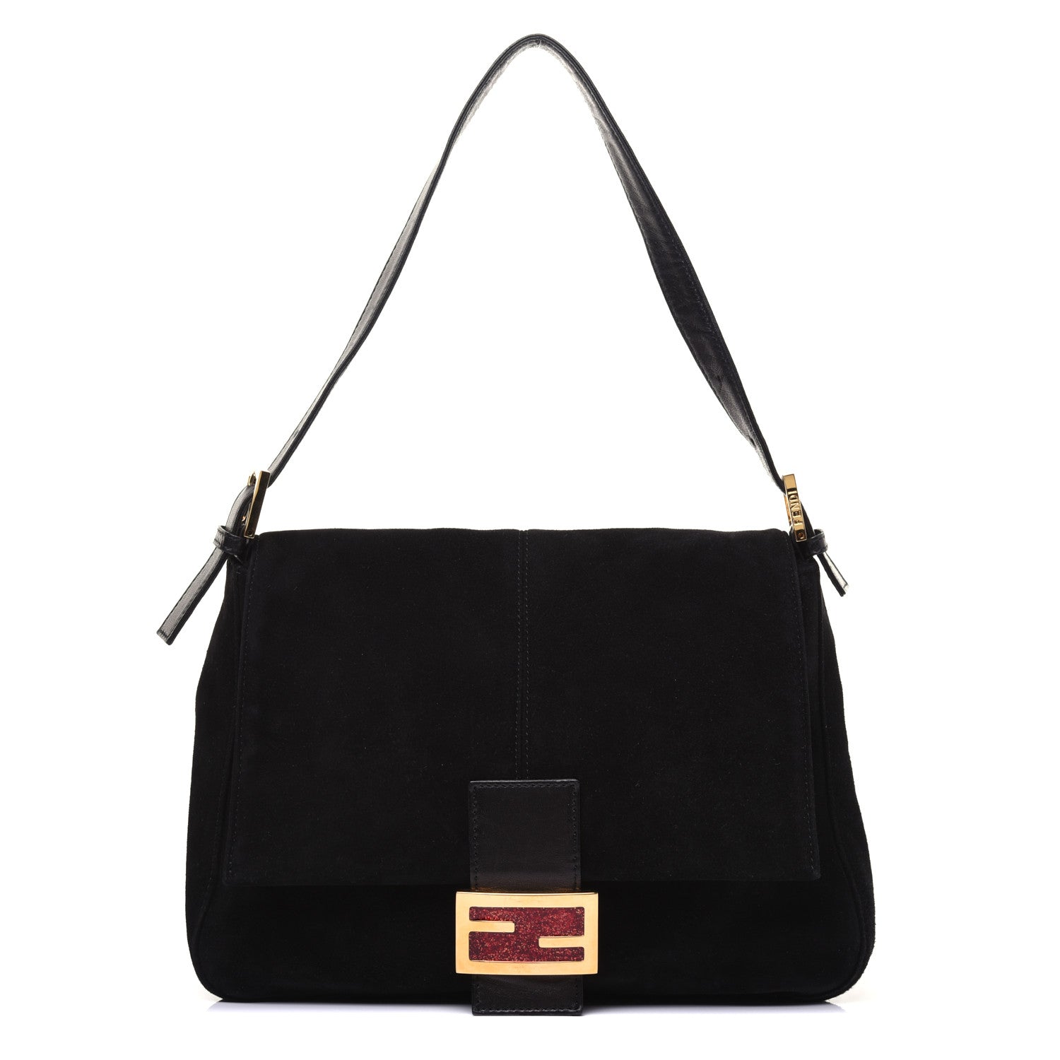 Fendi Suede Calfskin Mama Baguette Black 1 of 15