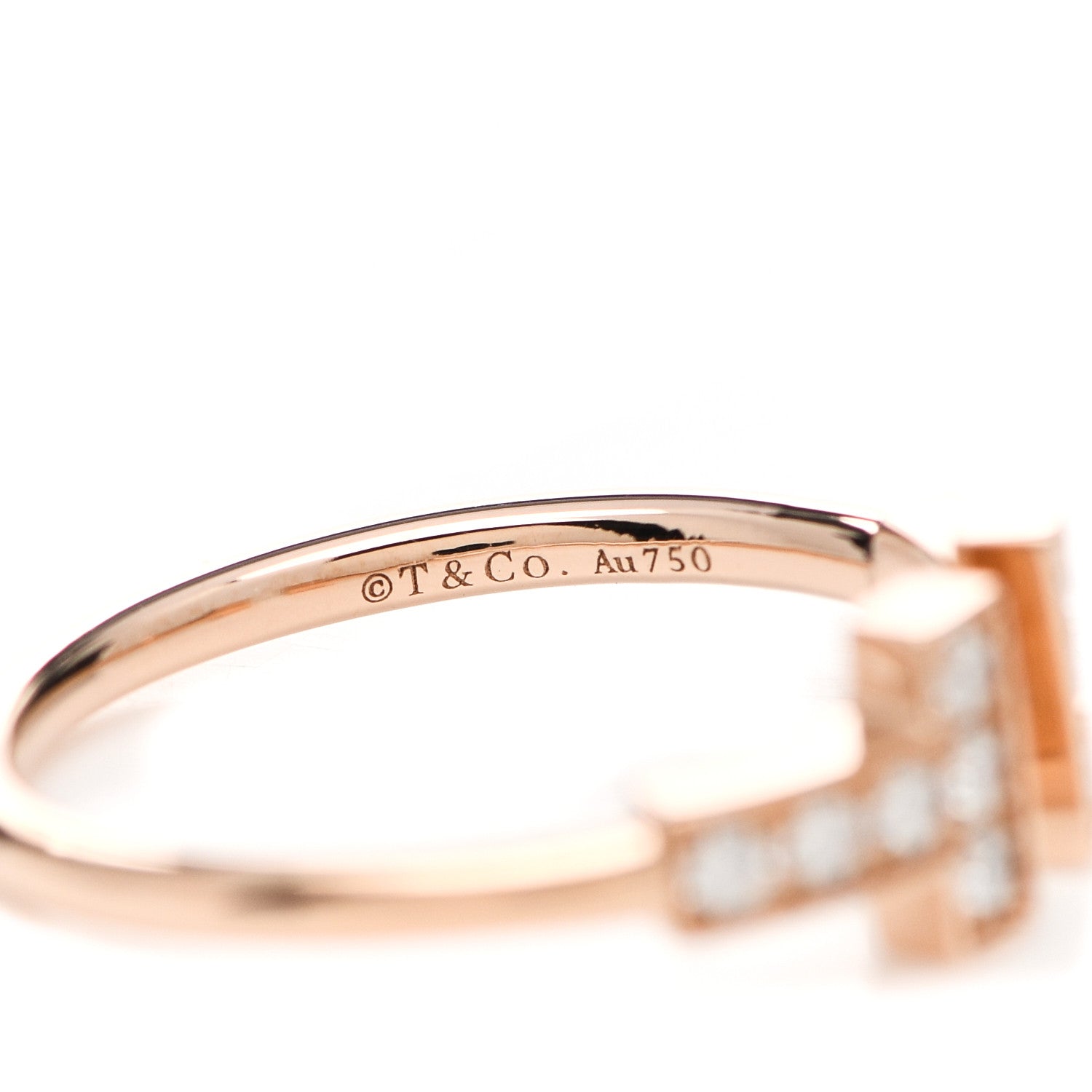 Tiffany 18K Rose Gold Diamond T Wire Ring 47 4.25 4 of 5