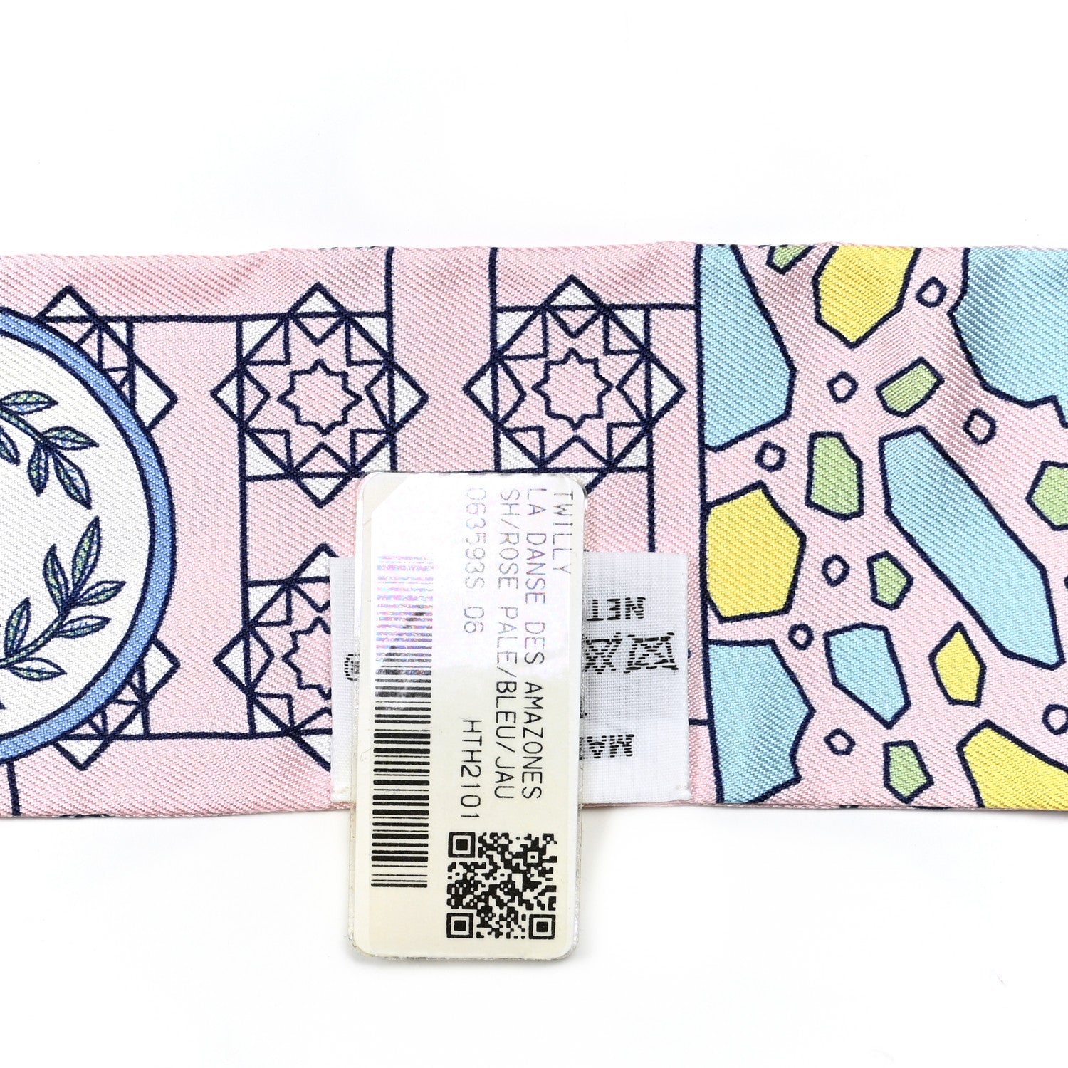 Hermes Silk La Danse Des Amazones Twilly Rose Pale Bleu Jaune 5 of 5