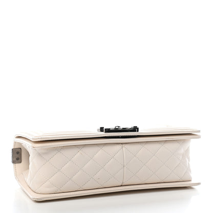 Chanel Lambskin Quilted Chevron Medium Boy Flap White 4 of 24