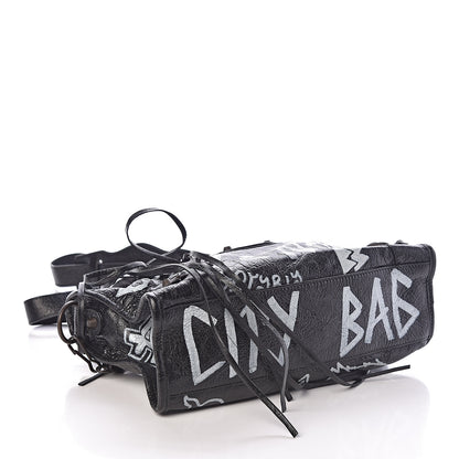 Balenciaga Agneau Classic Hardware Graffiti All Over S City Black 4 of 10
