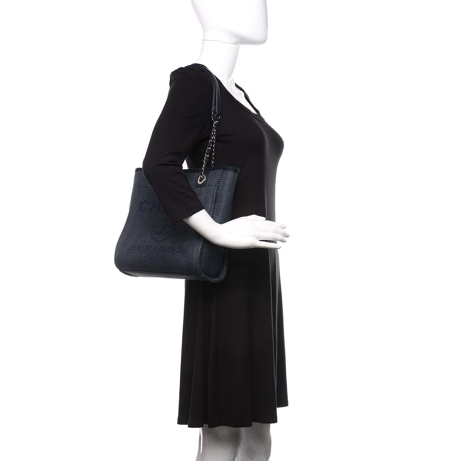 Chanel Canvas Mini Deauville Tote Navy Blue 2 of 11