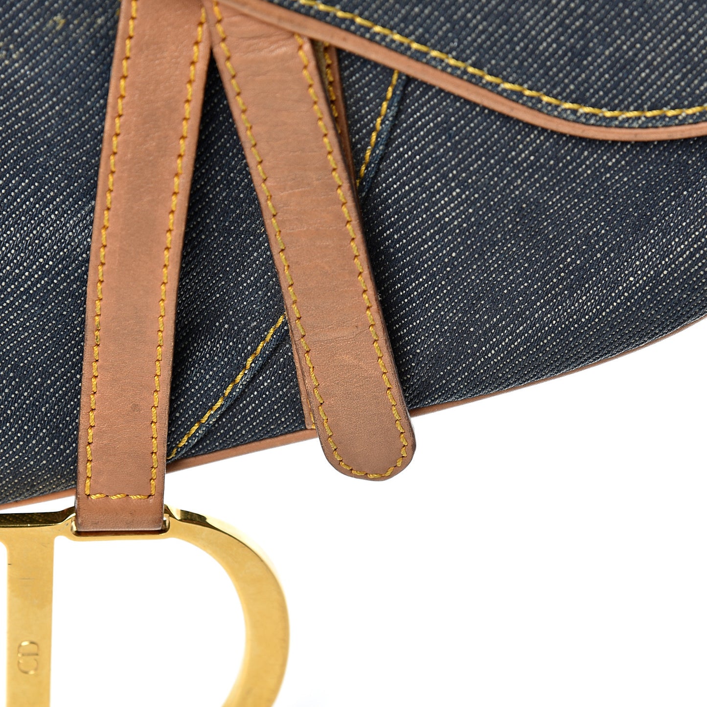Denim Calfskin Saddle Bag Blue