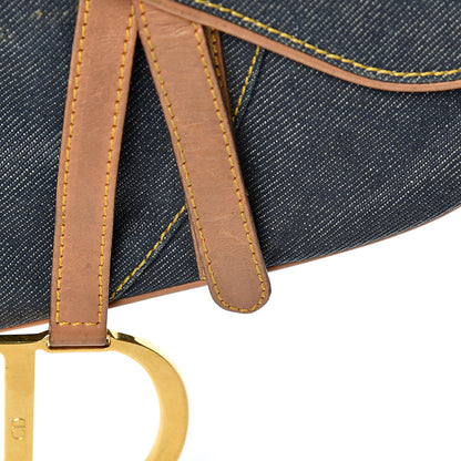 Christian Dior Denim Calfskin Saddle Bag Blue 10 of 13