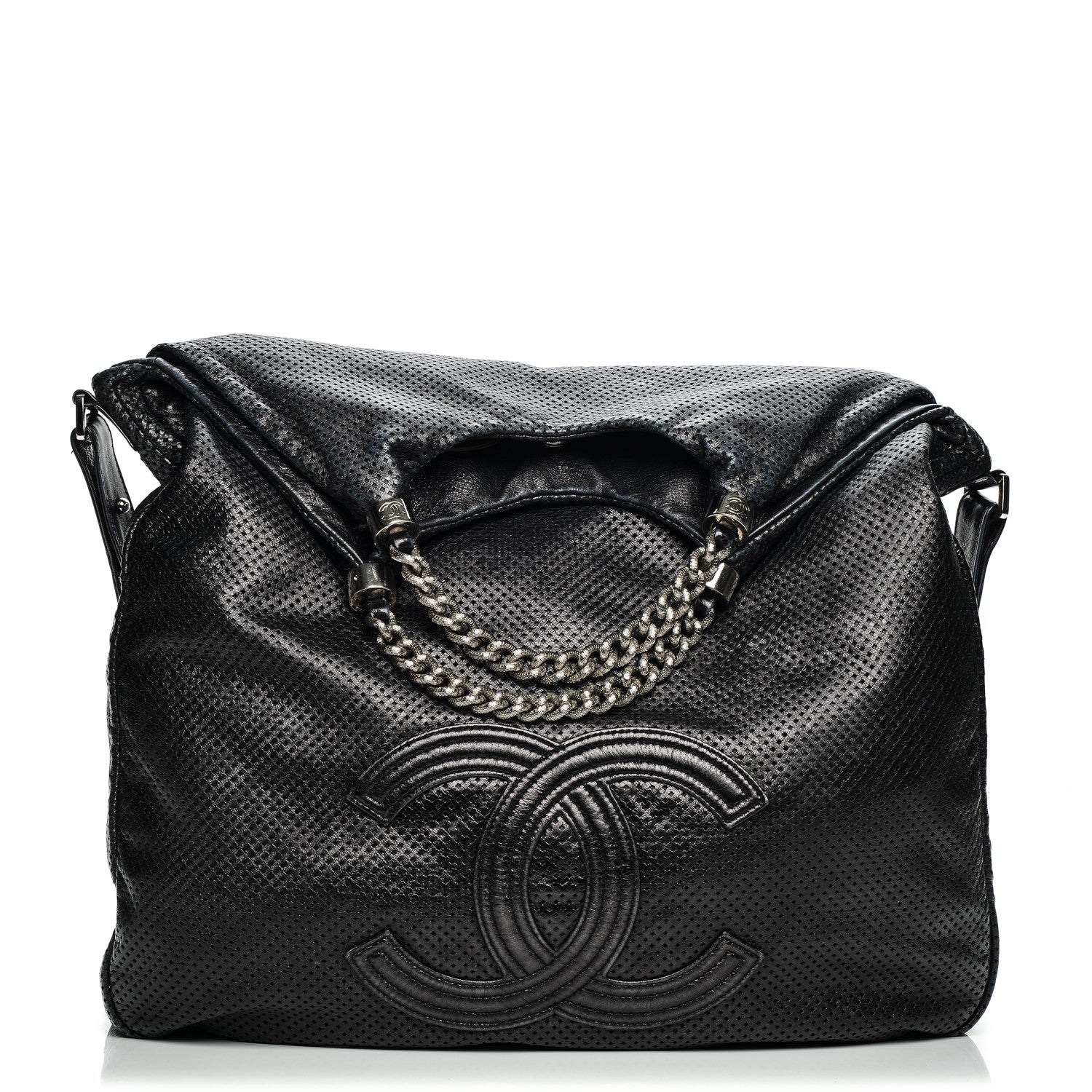Chanel Glazed Calfskin Perforated XL Rodeo Drive Tote Black 1 of 8