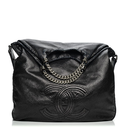 Chanel Glazed Calfskin Perforated XL Rodeo Drive Tote Black 1 of 8