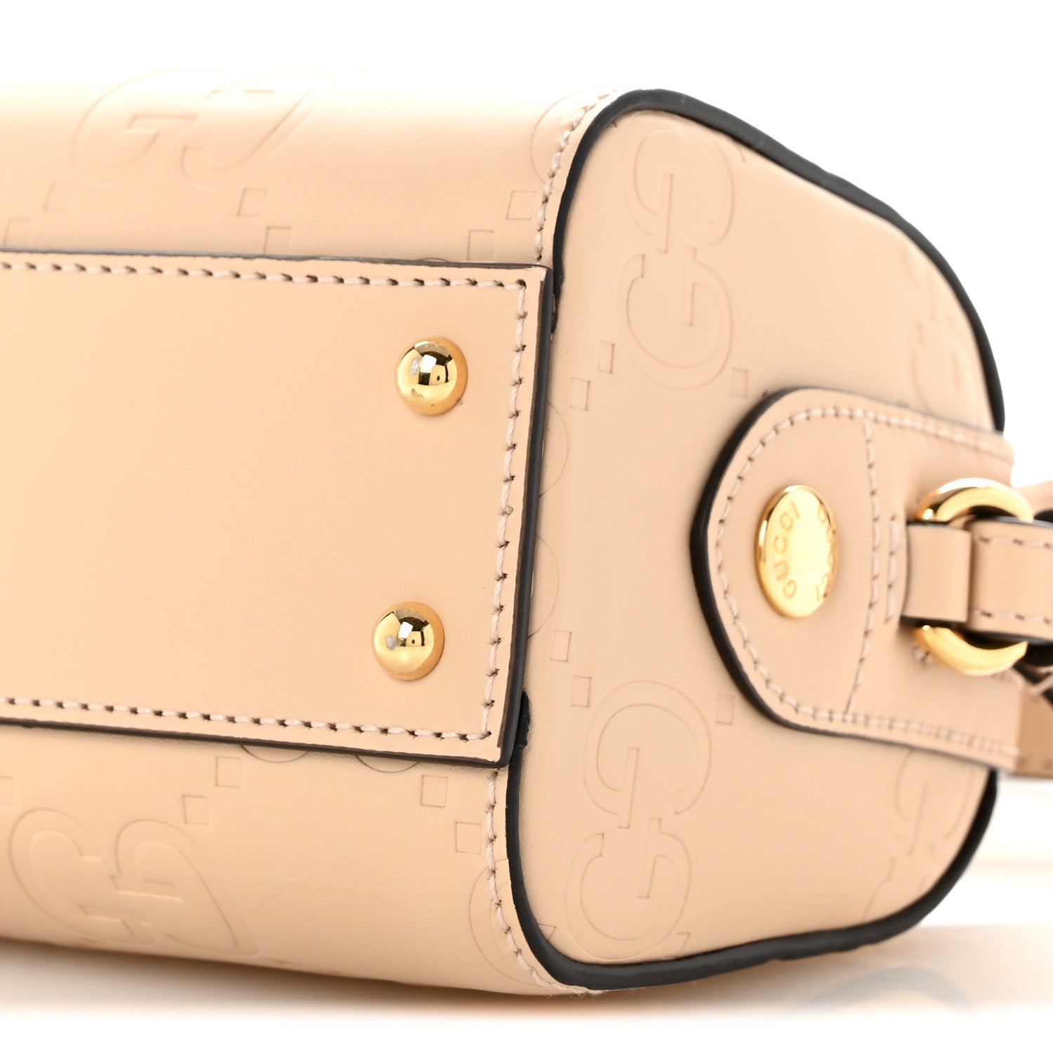 Gucci Gilbert Calfskin Jumbo GG Embossed Super Mini Top Handle Bowler Bag Beige 10 of 12