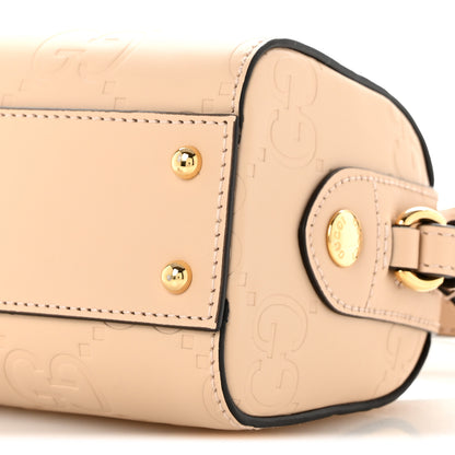 Gucci Gilbert Calfskin Jumbo GG Embossed Super Mini Top Handle Bowler Bag Beige 10 of 12