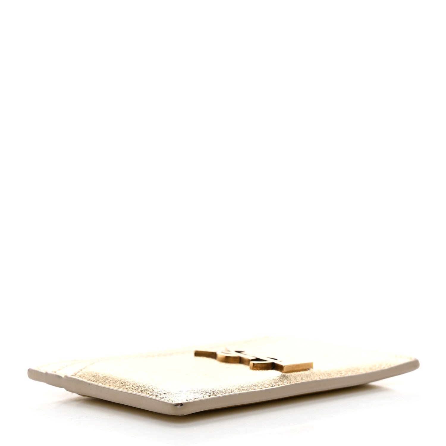 Saint Laurent Metallic Calfskin Monogram Credit Card Case Gold 4 of 10